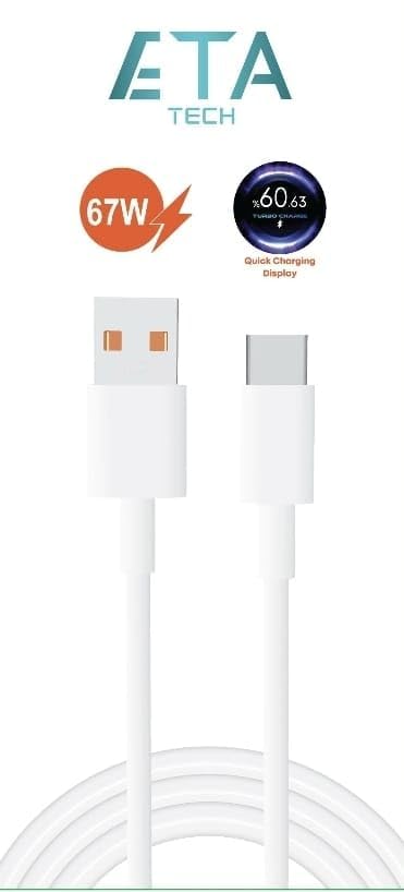 Eta Tech ETA67T Samsung ile Uyumlu Xiaomi ile Uyumlu Type-C 67w 1m Hızlı Şarj ve Data Kablosu