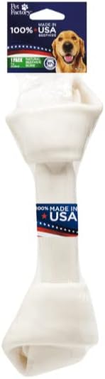 Pet Factory 100% hecho en Estados Unidos, piel de res de 9 a 10 pulgadas, hueso anudado para masticar, sabor natural, 1 unidad1 paquete