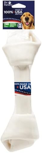 Pet Factory 100% hecho en Estados Unidos, piel de res de 9 a 10 pulgadas, hueso anudado para masticar, sabor natural, 1 unidad1 paquete disponible en Yaxa Peru