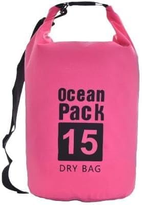 Bolsa Ocean Pack Impermeável, 15 Litros, Estanque para Mergulho, Praia, Pescaria e Cachoeira (Rosa)