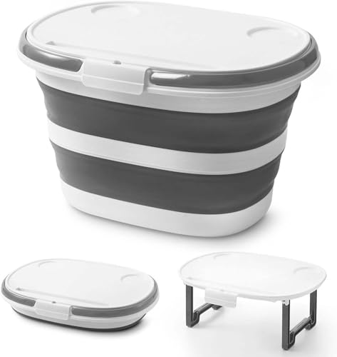 Seau à franges pliable de 16 l idéal pour le camping et le rangement extérieur