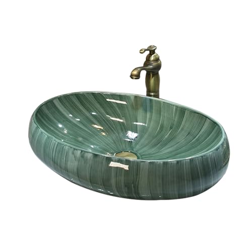 Lavabo Baño con Grifo y Desagüe, Lavabo sobre Encimera para Exterior sobre Encimera, Lavamanos para Inodoro/baño de Invitados(Large)