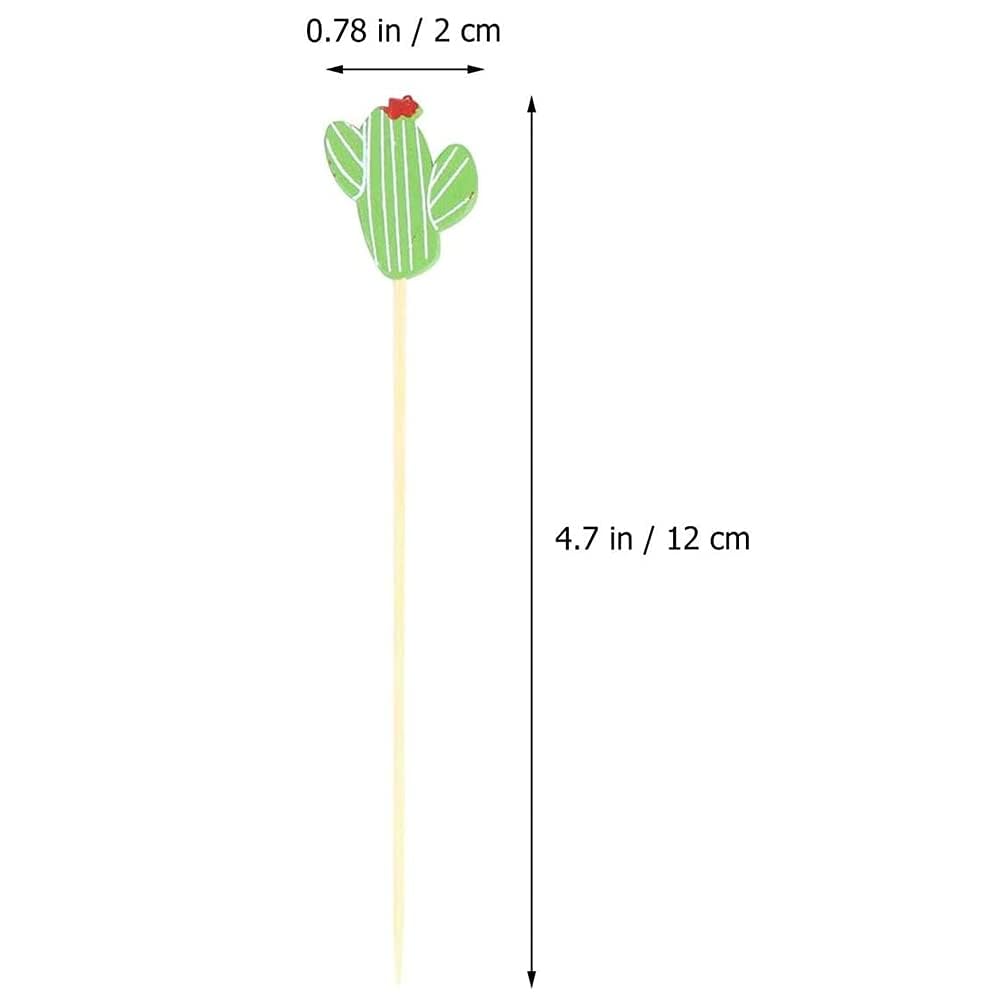 100 Stuzzicadenti Decorativi Cactus, Stecchini per Aperitivo Hawaii, Stuzzicadenti Cocktail in Legno, Stuzzicadenti per Feste, Decorazioni Cocktail, per Frutta, Dessert, Torte, Spuntino (Farbe-G)