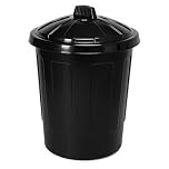 Chabrias Ltd 80 Litre Large Black Dustbin Lid – Extra Strong Plastic Bin for Garden, General Waste, Animal Feed, Outdoor & Indoor Use