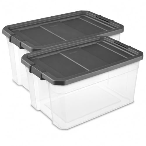 Image of 2 Pack Clear Stackable Storage Bins with Latching Lids, 76 Quart for Garage