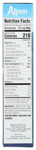 Alpen Muesli Cereal No Sugar Added, 3 Pack of 14 Ounce Boxes