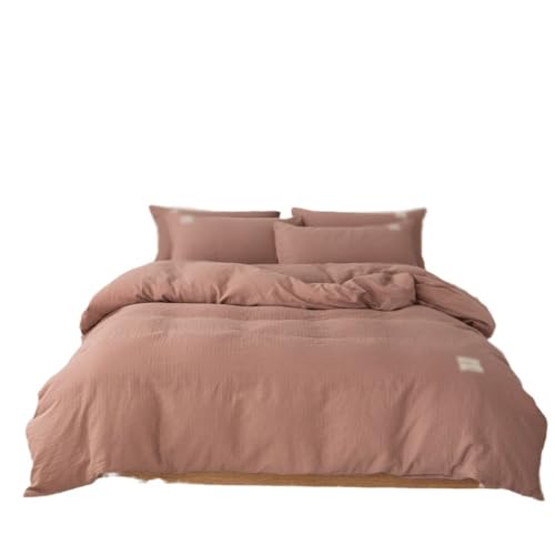 HIONJIN Cotton Layer Gauze Four Piece Set Skin Friendly Nude Sleeping Solid Color Available All Year Round(220 * 240cm)