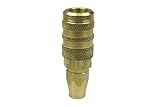 Coilhose Pneumatics 15X4PR Body Size Coilflow Six Ball Industrial Interchange Coupler, Reusable Polyurethane Hose Barb, Brass, 1/4