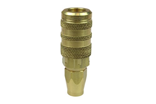 Coilhose Pneumatics 15X4PR Body Size Coilflow Six Ball Industrial Interchange Coupler, Reusable Polyurethane Hose Barb, Brass, 1/4
