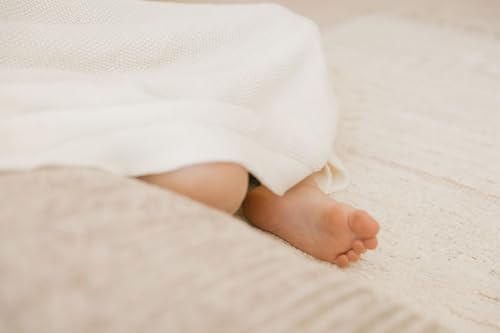 Image of Cuddle Cookie Baby Knit Blanket, 100% Cotton, 40 x 30 inches, Gift Box Included (Ivory)