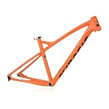 HWEVDHJ 26er Mountain Bike Frame XC Hardtail Bike Frame 17''/18'' Aluminium Alloy Disc Brake Bicycle Frames Thru Axle 12×142mm(Orange,17