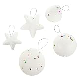 STAHAD 120 Piezas De Espuma Colgante De Espuma Adornos para Árboles De Navidad Espuma De DIY Manualidades Navideñas para Niños Adornos De Brillo Blanco Colgante De Navidad