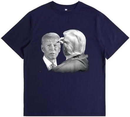 Let's Go Brandon Trump Writes On Biden's Forehead T-Shirt Casual Clothing Cotton Fabric Menswear Short 722