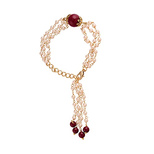 Image of I Jewels White Pearl Bracelet Lumba Rakhi with Rakshabandhan Card or Bhabhi /Sister