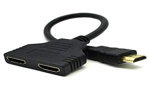 Microware 1080p Hdmi Male to Dual Hdmi Female 1 to 2 Way Hdmi Splitter Cable Adapter Converter for DVD Plays/PS3/HDTV, LCD Monitor and Projectors, Signal One in, Two Out - Black