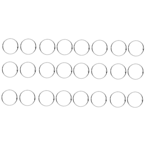 ABOOFAN 24pcs Multi-Purpose Metal Snap Silver Loose Leaf Binder for Keychains Curtains Memo Filing Inside Diameter for Scrapbooking and Sample Holders