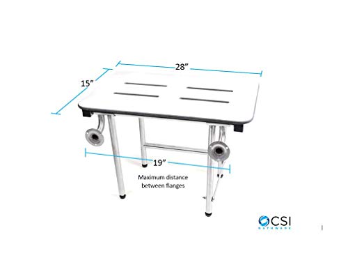 Csi Bathware Sea-Sd2815-Nh-Phslo Series Folding Shower Seat With Slotted Top And Swing Down Legs, White #TOP1