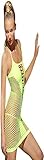 Fever Women's Seamless Mini Dress Neon Lattice Net Tie Neck In Display Box, Green, One Size