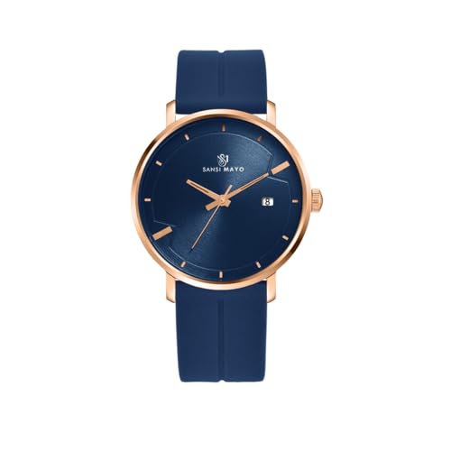 Image of Analog Watch for Men with Silicone Band | Magnetic Lock Strap | Japanese Quartz Movement | Water Resistant | Formal & Casual Wristwatch Gift