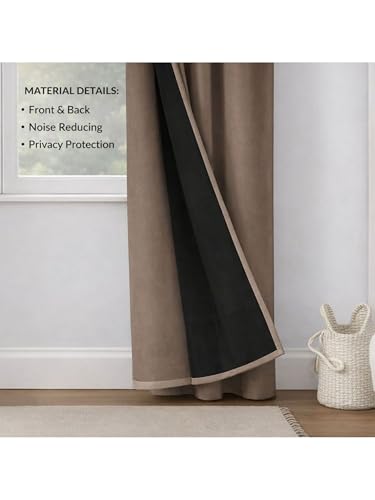 Image of 100% Blackout Curtains for Window- 4 Feet (Pack of 1) | Black Back Coated Fabric |Heat & Noise Insulation | Eyelet Curtains for Living Room & Bedroom |Brown