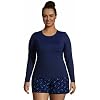 Lands' End Women's Sunshade UPF 50 Long Sleeve Rash Guard Swim Tee