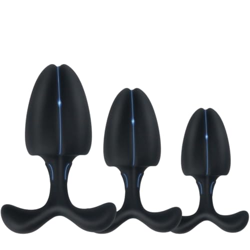 Plug Anal Silicone 3 Kit, Plug Anale, Conception à Rainures d’évacuation de l’air, Sex Toys Anals, Plugs Anals, Buttplug Kit S+M+L, Prostate Jouets Sexuels Anaux pour Femmes Hommes Couple