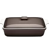 ROSSALLINI Stoneware Casserole Dish Bakeware Set with Lid, Covered Rectangular Dinnerware, Large ...