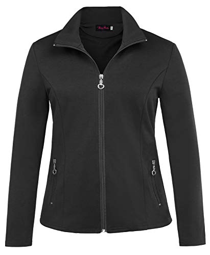 Women s Stand Collar Sport Jacket Casual Lightweight Zip Up Tops Coat 20W Black