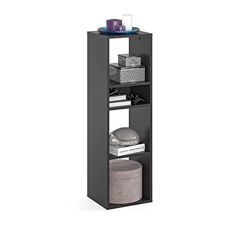 KOMTO Estantería negra – Estantería de pie, estantería de oficina, 33,8 x 30,7 x 112,5 cm, estantería RIM3 para habitación infantil, estantería para sala de estar