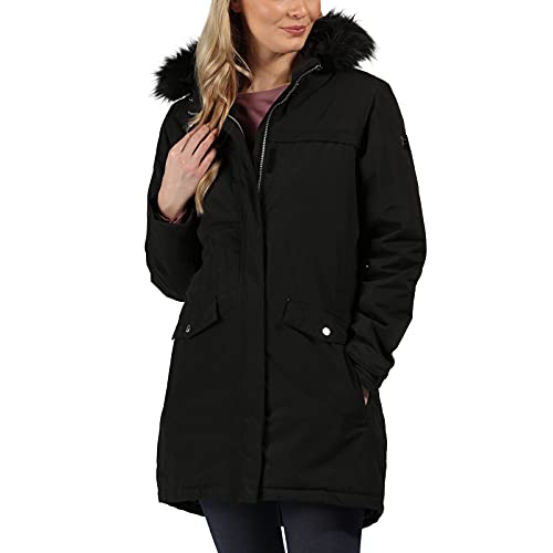 Regatta Serleena II Waterproof Taped Seams Insulated Lined Hooded Jacket with Security Pocket, Womens, Black, 44