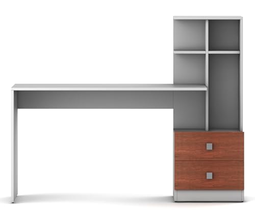 Image of Guide 02 Study Table | Engineered Wood | Frosty White | Free Standing | Knock Down
