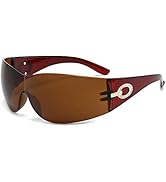 DQbhzh Y2K Glasses 2000s Sunglasses Cool Glasses Rimless Y2K Sunglasses for Women Men Trendy Shie...