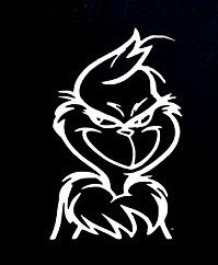 Grinchy Smile Smirk Decal Vinyl Sticker|Cars Trucks Walls Laptop| White |5.5 x 3.5 in|CCI877