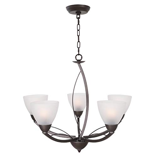 Lucidce Modern Chandelier 5-Light Lighting Fixtures Ceiling Hanging Lights Alabaster Glass Shades Oil Rubbed Bronze Pendant Light for Dining Room Living Room