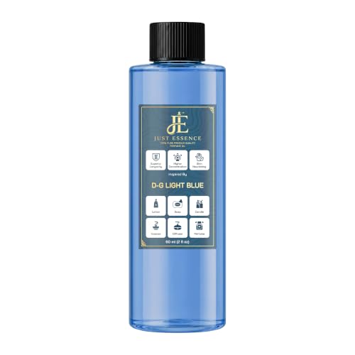Just Essence D-G Light Blue Sun Fregrance Perfume Cologne Oil | Premium Quality Concentrated Fragrance | Pure Perfume & Cologne Oil for Personal Body Use | 2 Fl Oz