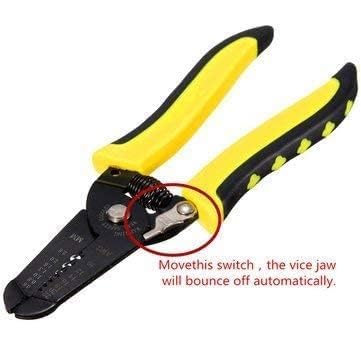 Image of Wire Stripper and Cutter Tool, Multi-Function Cable Crimping Pliers, Black and Yellow