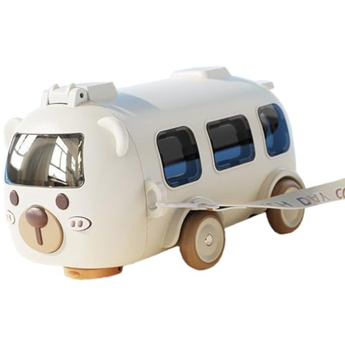 SAMERIO Autobús Acero inoxidable Matraces de vacío Vasos aislados Linda taza Botella de agua de té Frasco de café con Ruedas Móviles Termo a prueba de fugas para Deportes y Viajes Camping (white)