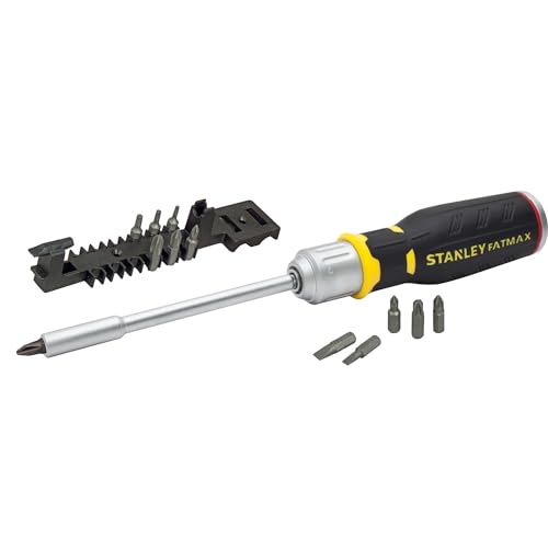 Stanley FatMax Bit-Schraubendreher FMHT0-62690 (lange AusfĂĽhrung mit 3-fach verstellbare Ratsche, Bitfach im Heft, inkl. 12 Bits Schlitz, Phillips, Pozidriv & Torx)