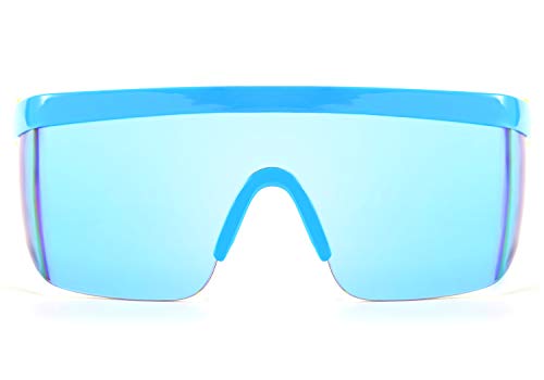 FEISEDY Oversized Mirror Shield Sport 80s Sunglasses Ski Goggles Flat Top One Piece Futuristic Visor Women Men B25222