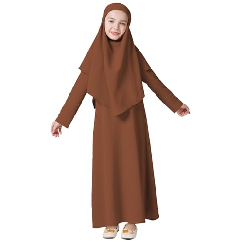 Caftan enfant musulman avec broderie : djellaba fille, qamis garçon et robe de prière islamique