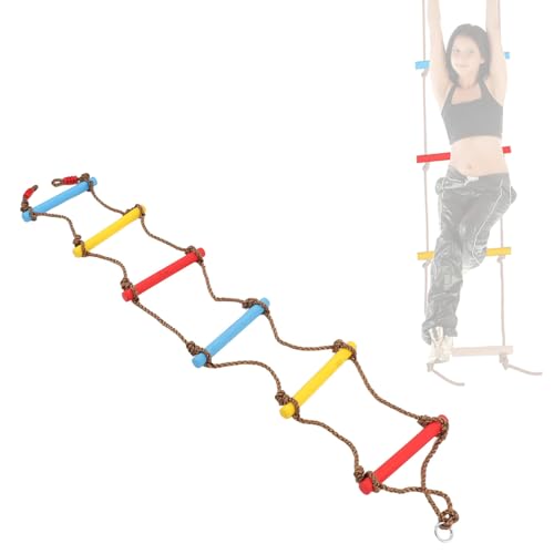 HERCHR Climbing Rope Ladder, 210cm / 83in Multilayer Stability Good Grip Strength Nylon Rope Kid Crawling Climbing Ladder with Hook for Courtyard, Outdoor Garden or Camp