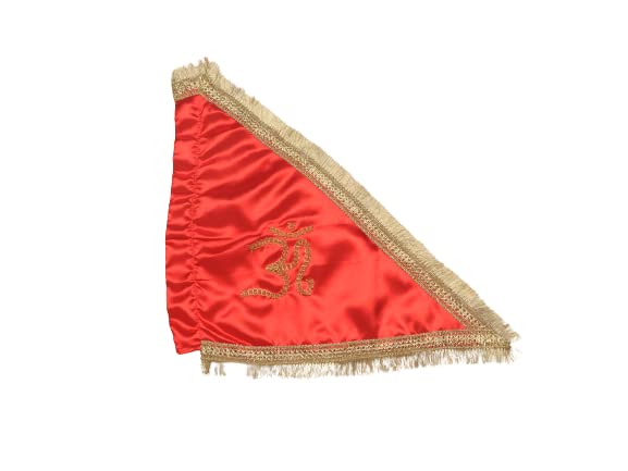 RUDRANSH Red Om Flag/jhanda outdoor Flag/small Size Jhanda/dhwaj for Temple Best for Religious Purpose (50cm)