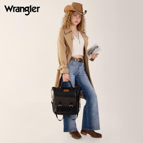 Image of Montana West Wrangler Backpack Purse for Women Medium Convertible Shoulder Bag with Crossbody Strap for Travel Work WG175-9110-1BK