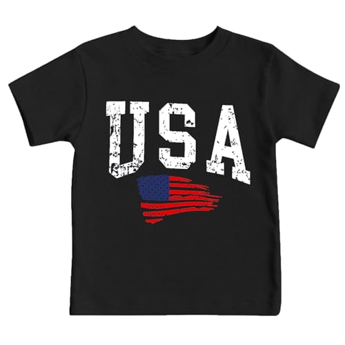 USA American Flag Shirts Little Kids Boys Girls 4th of July Patriotic T-Shirt Toddler Summer Short Sleeve