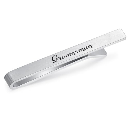 HONEY BEAR Mens Wedding Marriage Tie Clip Bar Normal Size Gift 5.4cm Silver