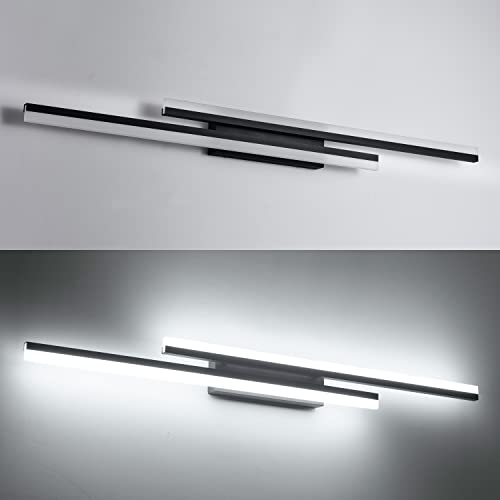 Image of PRESDE 48 Inch LED Vanity Light Bar, Modern Black Bathroom Lighting Fixture Over Mirror