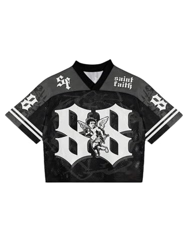 SOLY HUX Men's Y2k Jersey Shirts Number Graphic Tees V Neck Half Sleeve Baggy T Shirt Summer Tops Streetwear