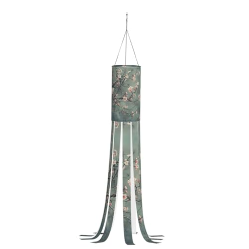 SABFWF Manica a vento stagionale con stampa di fiori di ciliegio giapponese, per autunno inverno, Ringraziamento, all'aperto e fantasma manica a vento con palo