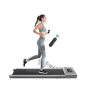 Under Desk Treadmill with Bluetooth Speaker & Remote Control Walking Running Machine for Home or Office 1-12km/h Adjustable Speeds(Grey)