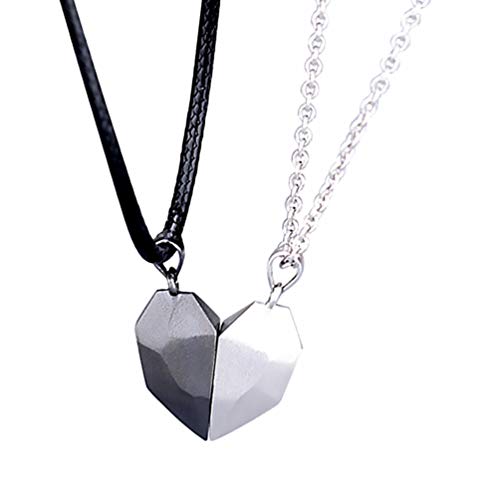 TENDYCOCO Matching Necklaces for Couples - Magnetic Love Heart Necklace Two Souls One Heart Pendant for Boyfriend, Girlfriend, Best Friends